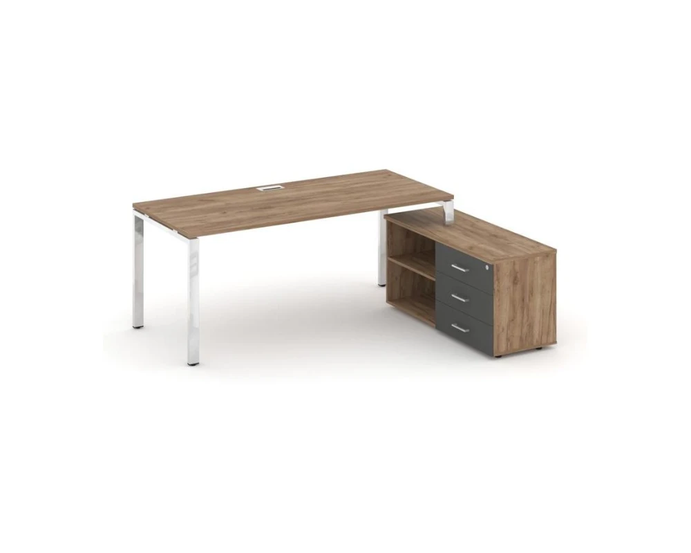 Стол письменный с греденцией правой на П-образном каркасе 1380x700x750 Стайл Проджект Директ Люкс / Style Project Direct Lux