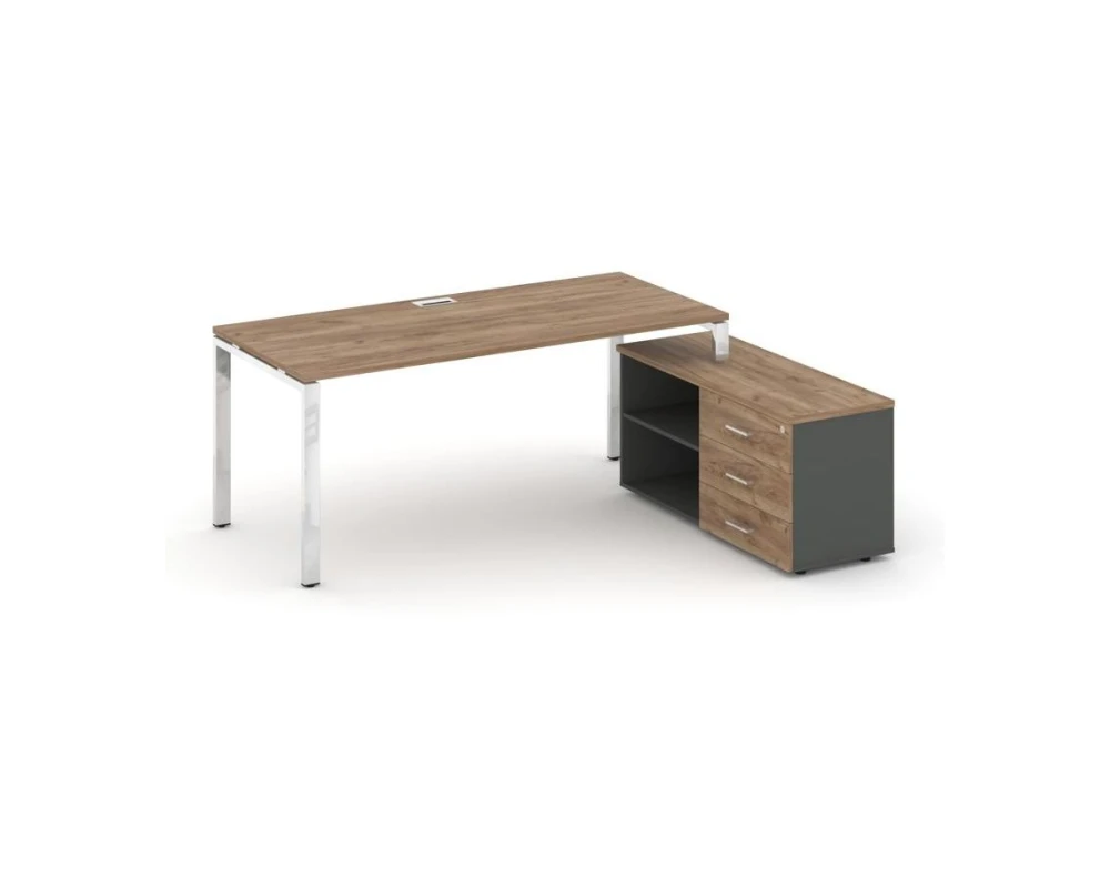 Стол письменный с греденцией правой на П-образном каркасе 1380x700x750 Стайл Проджект Директ Люкс / Style Project Direct Lux