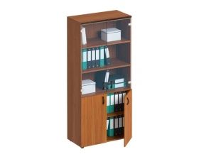 Шкаф для документов со стеклянными прозрачными дверями 90x46,5x196,5 Дин-Р images