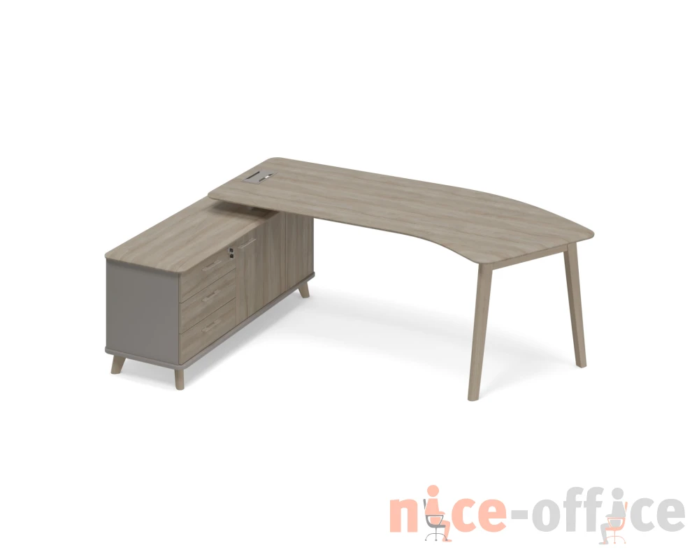 Стол на тумбе левый (тип 5) WOOD эргономичный Time Wood