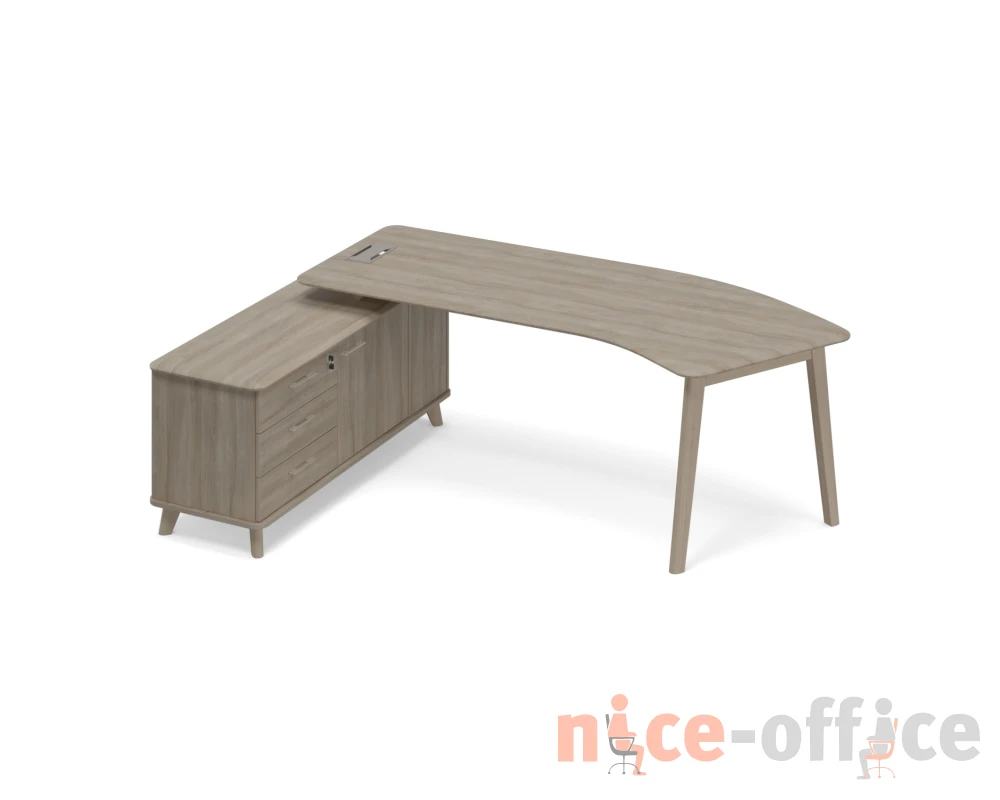 Стол на тумбе левый (тип 5) WOOD эргономичный Time Wood