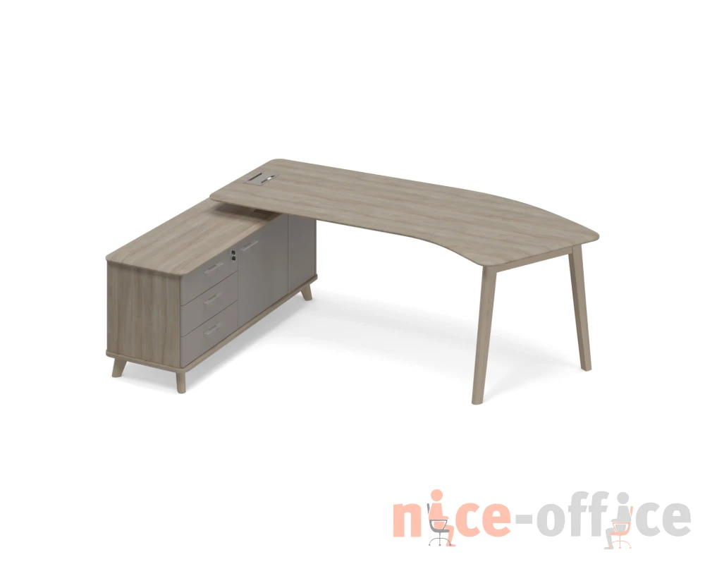Стол на тумбе левый (тип 5) WOOD эргономичный Time Wood
