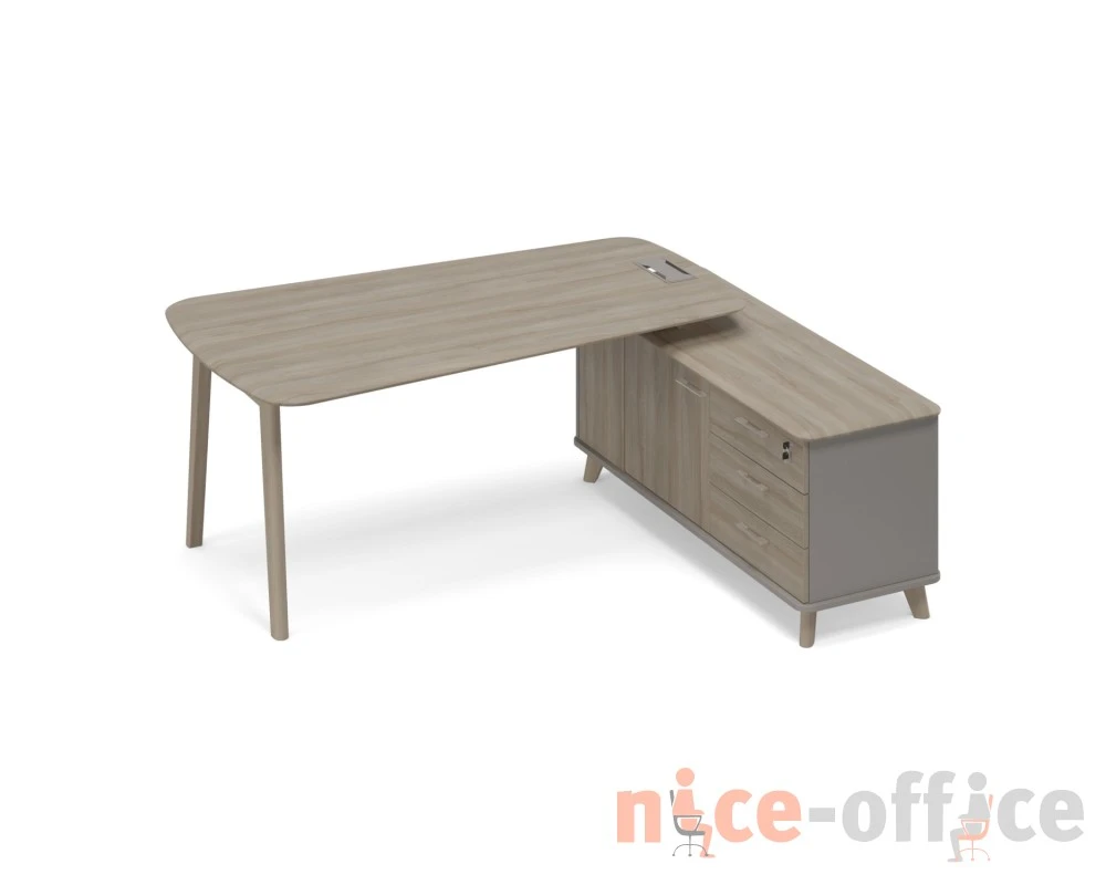 Стoл руководителя на опорной тумбе правый (тип 3) WOOD Time Wood
