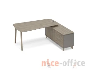 Стoл руководителя на опорной тумбе правый (тип 3) WOOD Time Wood images