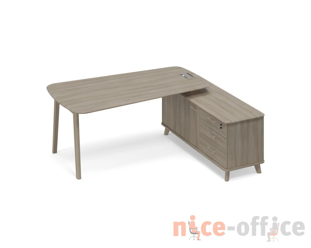 Стoл руководителя на опорной тумбе правый (тип 3) WOOD Time Wood