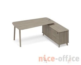 Стoл руководителя на опорной тумбе правый (тип 3) WOOD Time Wood images