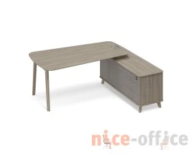 Стoл руководителя на опорной тумбе правый (тип 3) WOOD Time Wood images