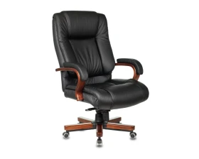 Кресло Бюрократ T-9925WALNUT Натуральная кожа, Черный images