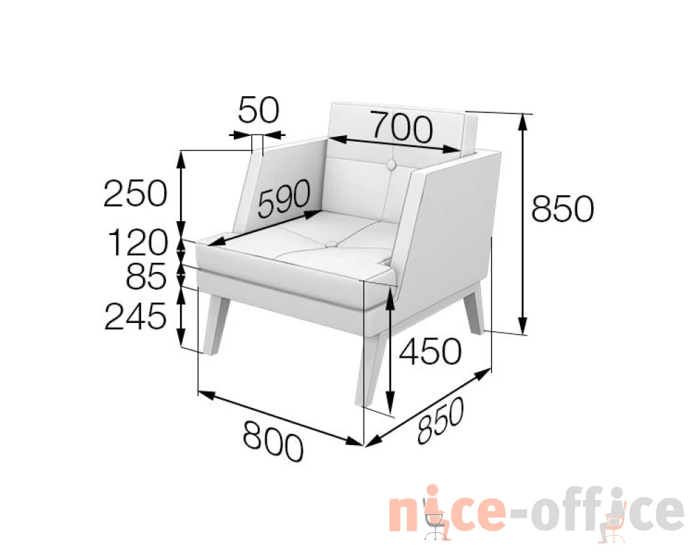 Кресло Bev1-2 800х850х850 Беверли MVK