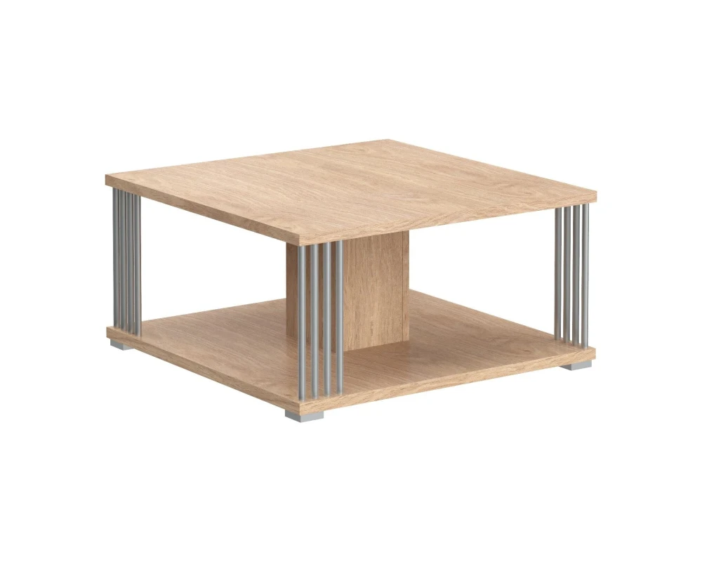 Стол журнальный с металлическими трубками 800х800х400 Кофе / Coffee